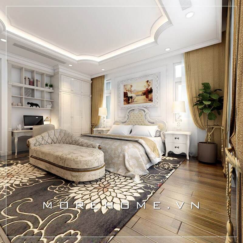 Giường ngủ chung cư tân cổ điển Giường ngủ chung cư tân cổ điển