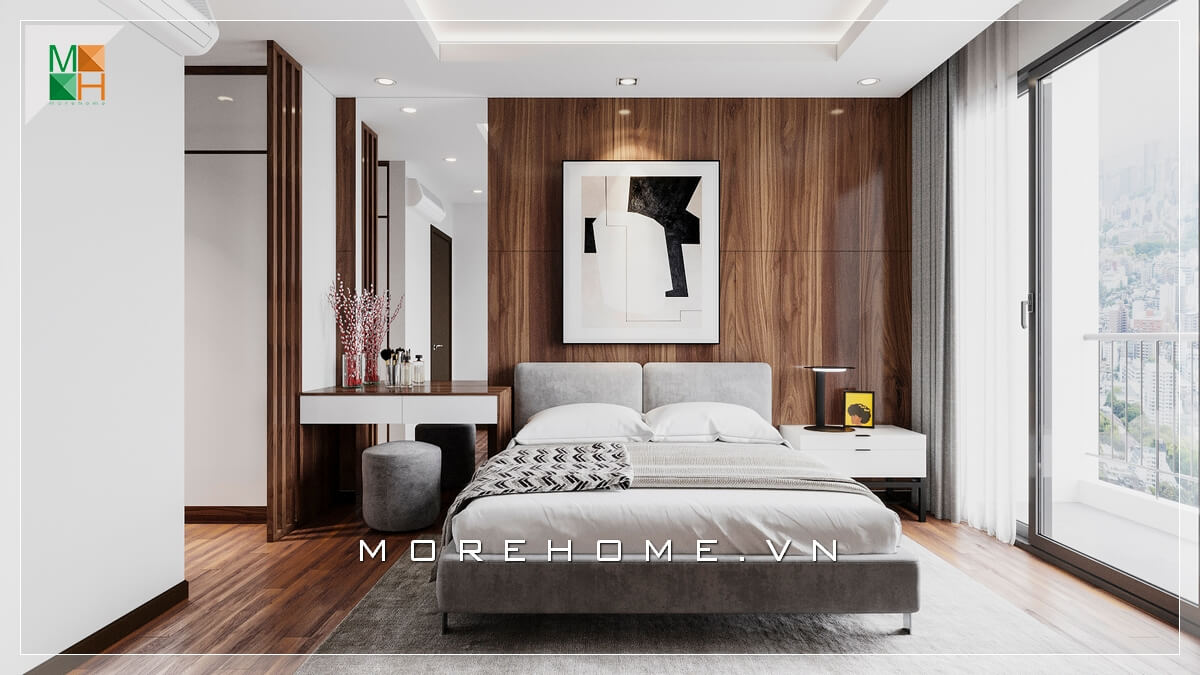 Mẫu tranh canvas đẹp và lịch lãm là điểm nhấn cho căn phòng ngủ thêm sang trọng. Thiết kế phòng ngủ biệt thự
