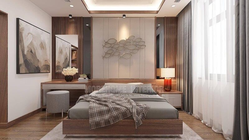 Nếu bạn đang tìm kiếm một mẫu phòng ngủ nam tính đẹp cho những không gian như biệt thự, nhà phố hay căn hộ chung cư của nam gia chủ độc thân, ý tưởng bố trí nội thất phòng ngủ từ kts Morehome sẽ là lựa chọn tuyệt vời.